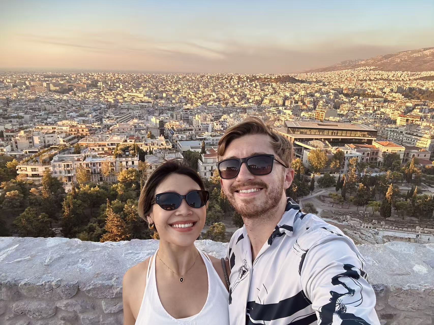 Michael and Lina at sunset above Athens